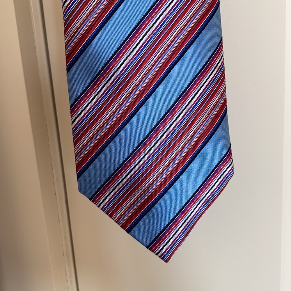 Dolcepunta Italian silk tie blue and red stripe